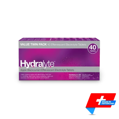 Hydralyte Tablets Blackcurrent | 40 pack | Made in Switzerland | Mens Health Downunder